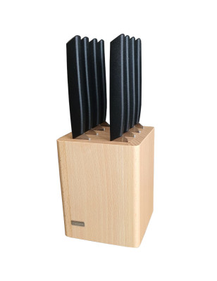 Ceppo Artelegno faggio con 8 coltelli victorinox swiss modern