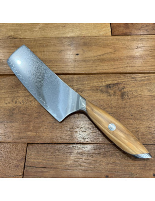 Coltello professionale con lama in acciaio damasco e manico in legno