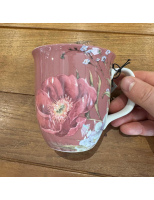 Mug tazza Ihr in bone china Fiori rosa antica 375 ml