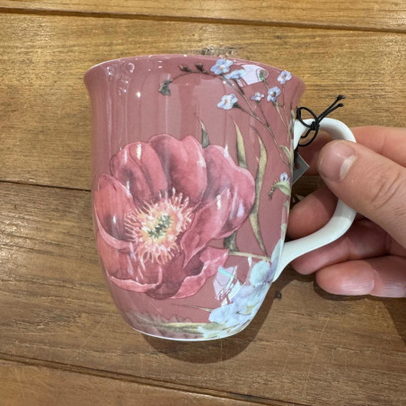 Mug tazza Ihr in bone china Fiori rosa antica 375 ml