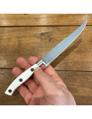 Coltello da tavola forgiato con manico bianco