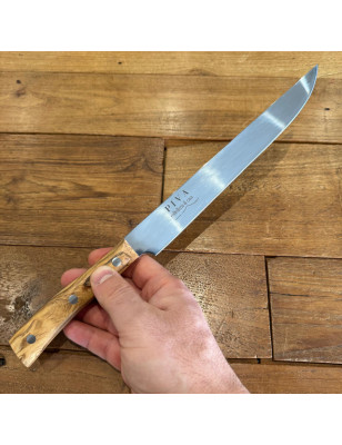 Coltello per affettare l'arrosto e salumi con manico in legno di Ulivo