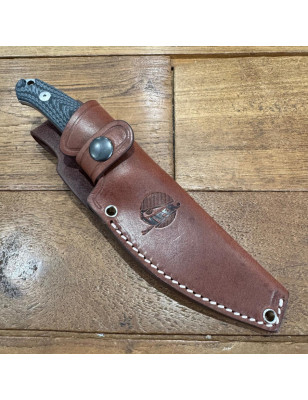 Coltello a lama fissa con manico in G10 + gomma e fodero in cuoio