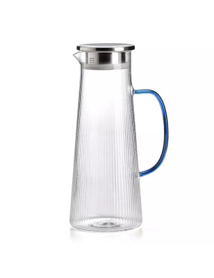 Narciso caraffa plissé in vetro borosilicato con coperchio e manico – 1,6 L