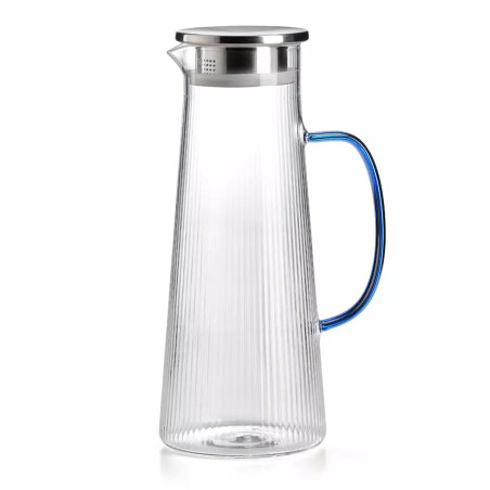 Caraffa IVV Narciso plissé in vetro con coperchio 1,6 litri