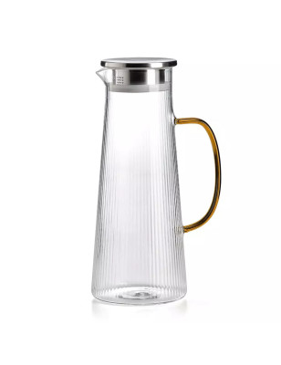 Narciso caraffa plissé in vetro borosilicato con coperchio e manico – 1,6 L