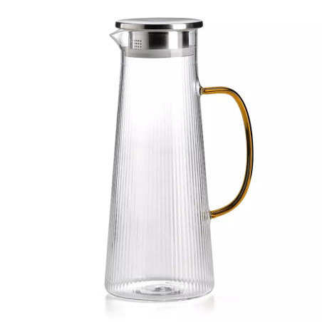Narciso caraffa plissé in vetro borosilicato con coperchio e manico – 1,6 L