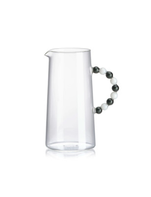 Collier caraffa in vetro borosilicato trasparente con manico bianco e grigio