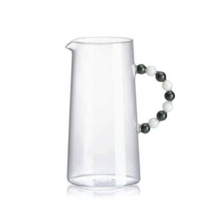 Collier caraffa in vetro borosilicato trasparente con manico bianco e grigio
