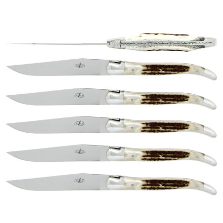 Set 6 coltelli bistecca Forge de Laguiole corno di cervo