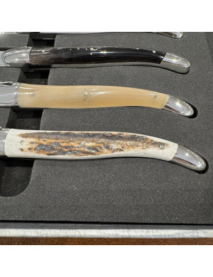 Set 6 coltelli bistecca Forge de Laguiole con manici diversi. Realizzati a mano in Francia