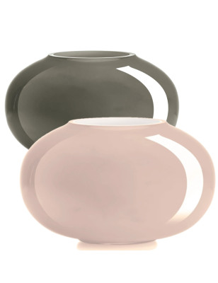 Pandora vaso in vetro incamiciato interno biancolatte H 18 cm