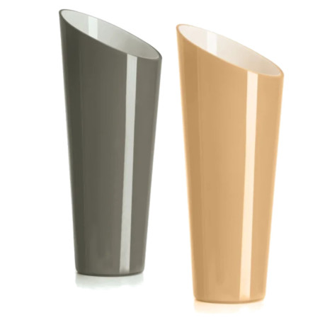 Orizzonte vaso in vetro incamiciato interno biancolatte H 38 cm