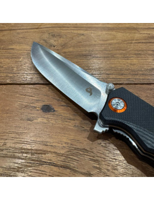 Coltello da tasca EDC con manico in G10 nero e clip posteriore