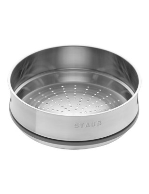 Casseruola rotonda con cestello a vapore 24 cm grigio | Staub
