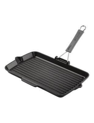 Bistecchiera rettangolare manico pieghevole Staub, dimensioni cm 34x21