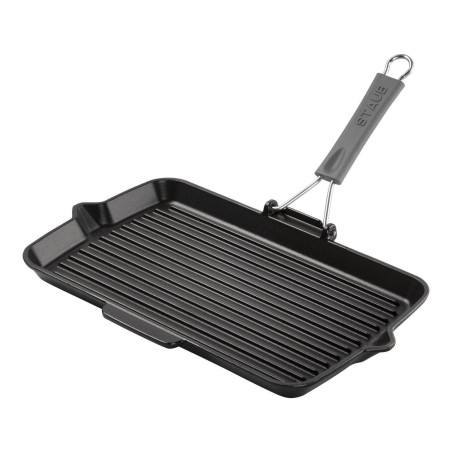 Bistecchiera rettangolare manico pieghevole Staub, dimensioni cm 34x21