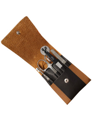 Set manicure pelle nero/marrone Alpen 6837