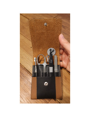 Set manicure pelle nero/marrone Alpen 6837