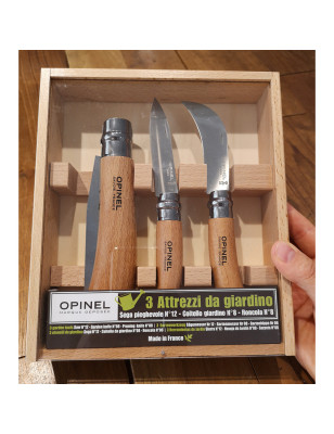 Set 3 attrezzi giardinaggio Opinel con box in legno