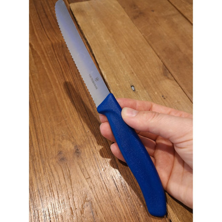 Coltello da tavola seghettato Victorinox blu punta tonda