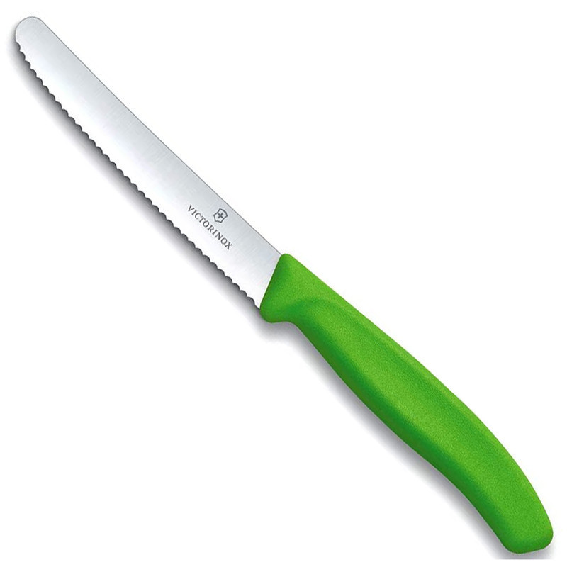 Coltello da tavola seghettato Victorinox verde punta tonda Coltello da tavola seghettato Victorinox verde punta tonda
