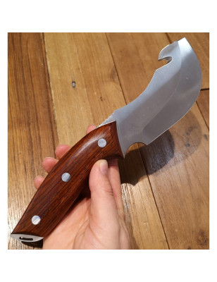 Coltello da caccia full tang con manico in legno di cocobolo e fodero in cuoio