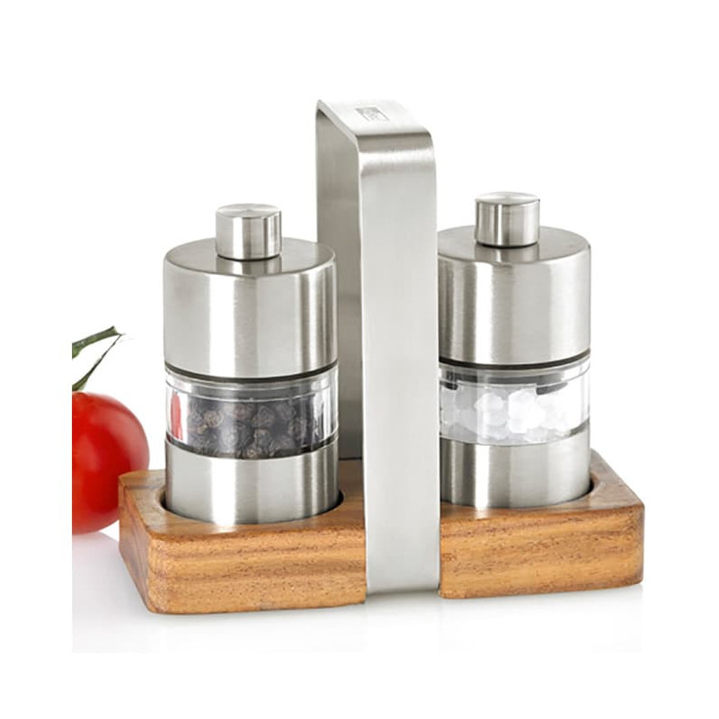 Set macinini sale e pepe AdHoc Minimill con supporto in legno