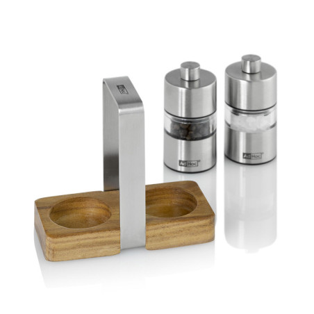 Set macinini sale e pepe AdHoc Minimill con supporto in legno