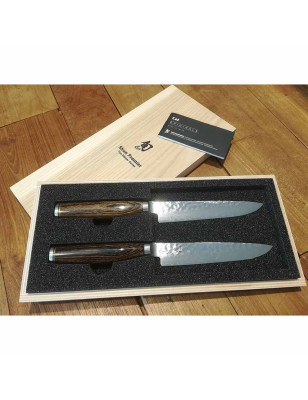 Set 2 coltelli da bistecca damasco Kai TDMS-400