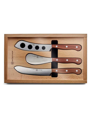 Set 3 coltelli da formaggio con scatola regalo in legno