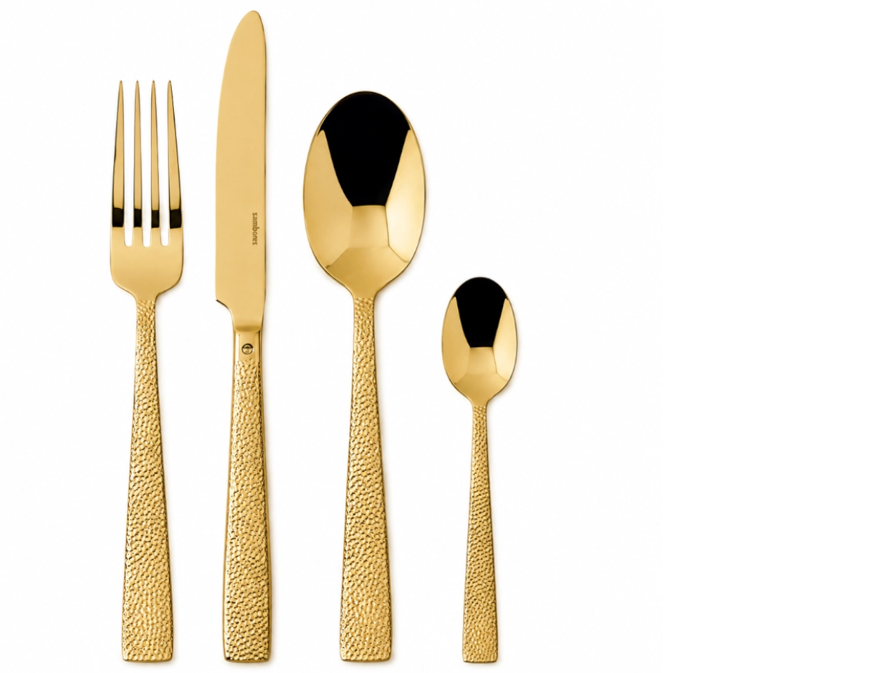 Set 24 posate Sambonet Rock Antique PVD Champagne